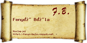 Fenyő Béla névjegykártya